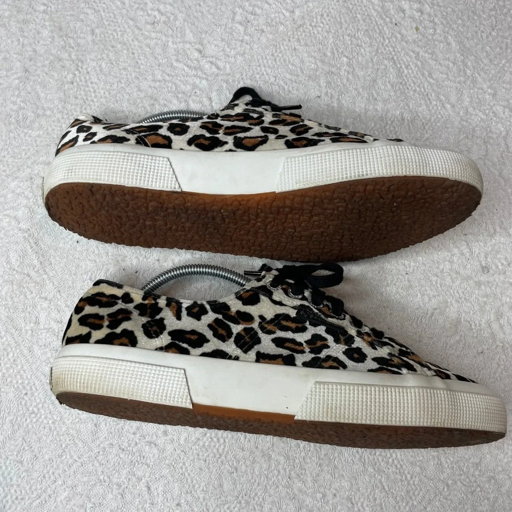Superga 2750 Cotu Leopard Print Low Top Sneakers Tan Black White Women Mens